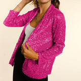 Sequin Open Blazer - Hot Pink-blazer- Hometown Style HTS, women's in store and online boutique located in Ingersoll, Ontario