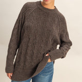 Cable Knit Sweater - Chestnut-Sweaters and Cardigans- Hometown Style HTS, women's in store and online boutique located in Ingersoll, Ontario