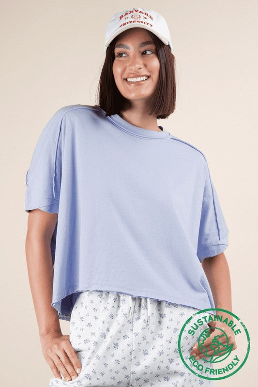 Oversized Crop Tee - Sky-tee- Hometown Style HTS, women's in store and online boutique located in Ingersoll, Ontario