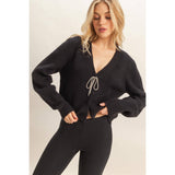 Sparkly Bow Cardigan - Black-cardigan- Hometown Style HTS, women's in store and online boutique located in Ingersoll, Ontario