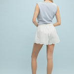 Scalloped Lace Cotton Shorts - White-Shorts- Hometown Style HTS, women's in store and online boutique located in Ingersoll, Ontario