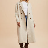 Double Breasted Lapel Duster Coat - Almond-Coats & Jackets- Hometown Style HTS, women's in store and online boutique located in Ingersoll, Ontario