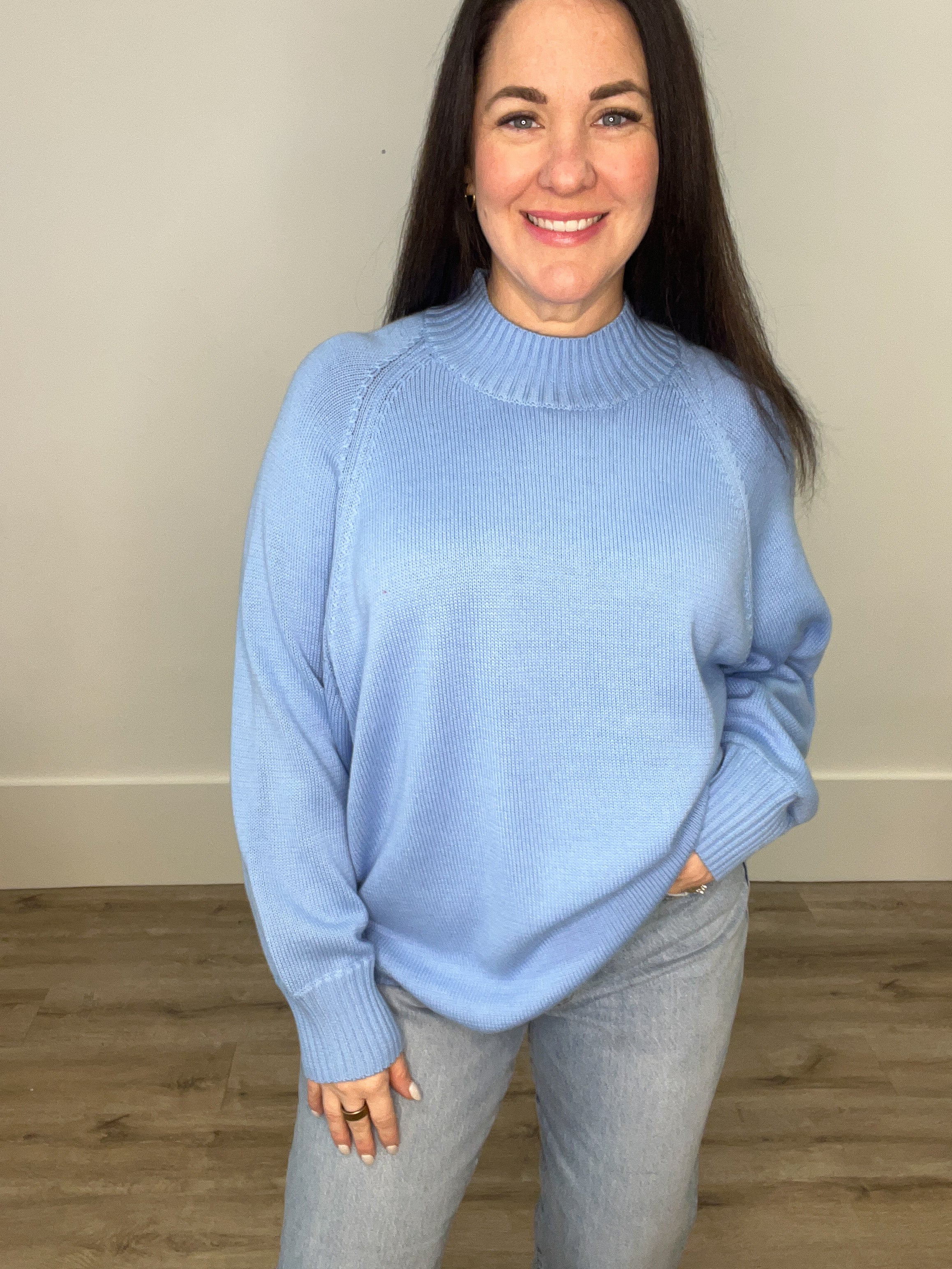MODESTE TUNIC - Blue-Sweater- Hometown Style HTS, women's in store and online boutique located in Ingersoll, Ontario