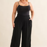 Smocked Waist Palazzo Pants - Black-Pants- Hometown Style HTS, women's in store and online boutique located in Ingersoll, Ontario