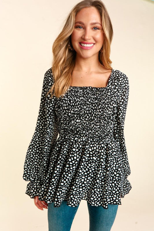 Long Sleeve Babydoll - Black-blouse- Hometown Style HTS, women's in store and online boutique located in Ingersoll, Ontario