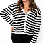 Striped Cardigan - Black-cardigan- Hometown Style HTS, women's in store and online boutique located in Ingersoll, Ontario