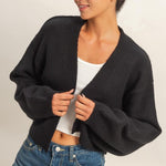 Knitted Shrug Sweater- Black-Casual Tops- Hometown Style HTS, women's in store and online boutique located in Ingersoll, Ontario