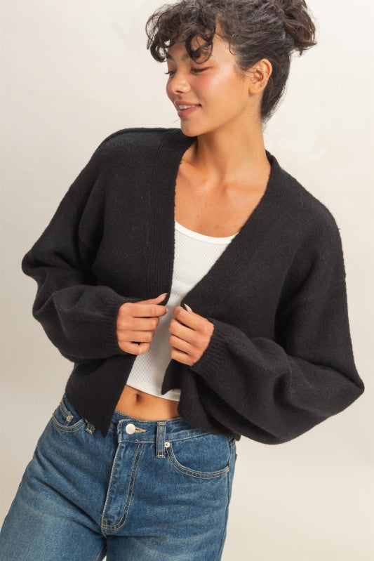 Knitted Shrug Sweater- Black-Casual Tops- Hometown Style HTS, women's in store and online boutique located in Ingersoll, Ontario