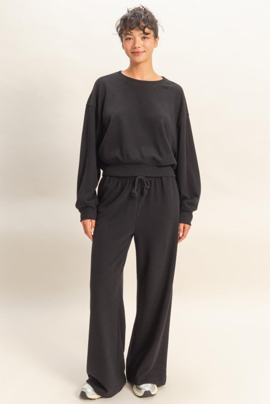 Ribbed Casual Pullover - Black-Casual Tops- Hometown Style HTS, women's in store and online boutique located in Ingersoll, Ontario