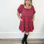 Holiday Dress - Red-Special Occasion Dresses- Hometown Style HTS, women's in store and online boutique located in Ingersoll, Ontario