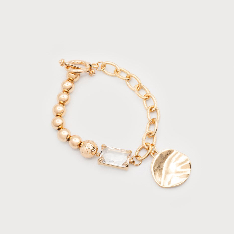 BRACELET ON ELASTIC WITH CRYSTAL AND METAL PIECE-Accessories- Hometown Style HTS, women's in store and online boutique located in Ingersoll, Ontario