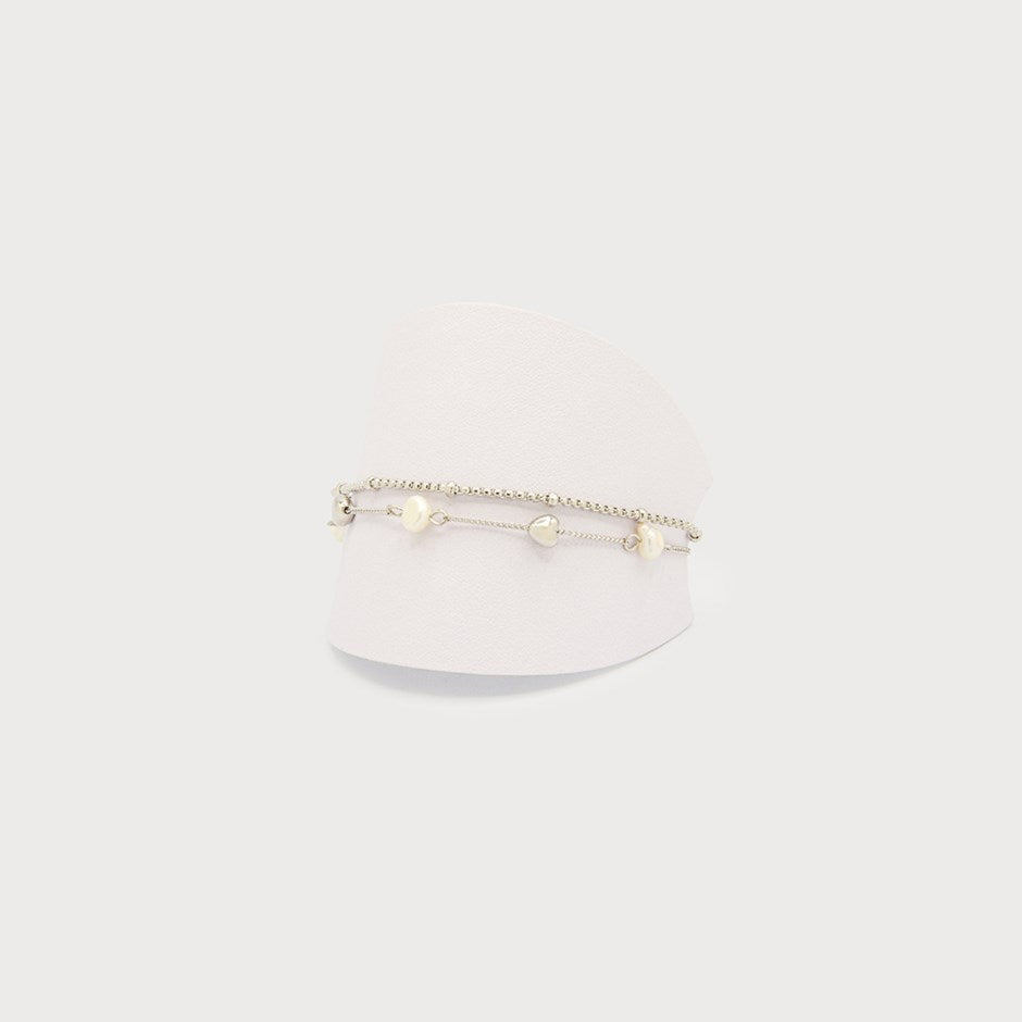 TWO-ROW BRACELET IMITATION PEARLS AND METAL BEADS WITH T-BAR CLOSURE-Accessories- Hometown Style HTS, women's in store and online boutique located in Ingersoll, Ontario