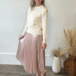 Pleated Midi Skirt - Blush-Skirt- Hometown Style HTS, women's in store and online boutique located in Ingersoll, Ontario