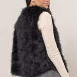 Faux Fur Open Vest - Black-vest- Hometown Style HTS, women's in store and online boutique located in Ingersoll, Ontario