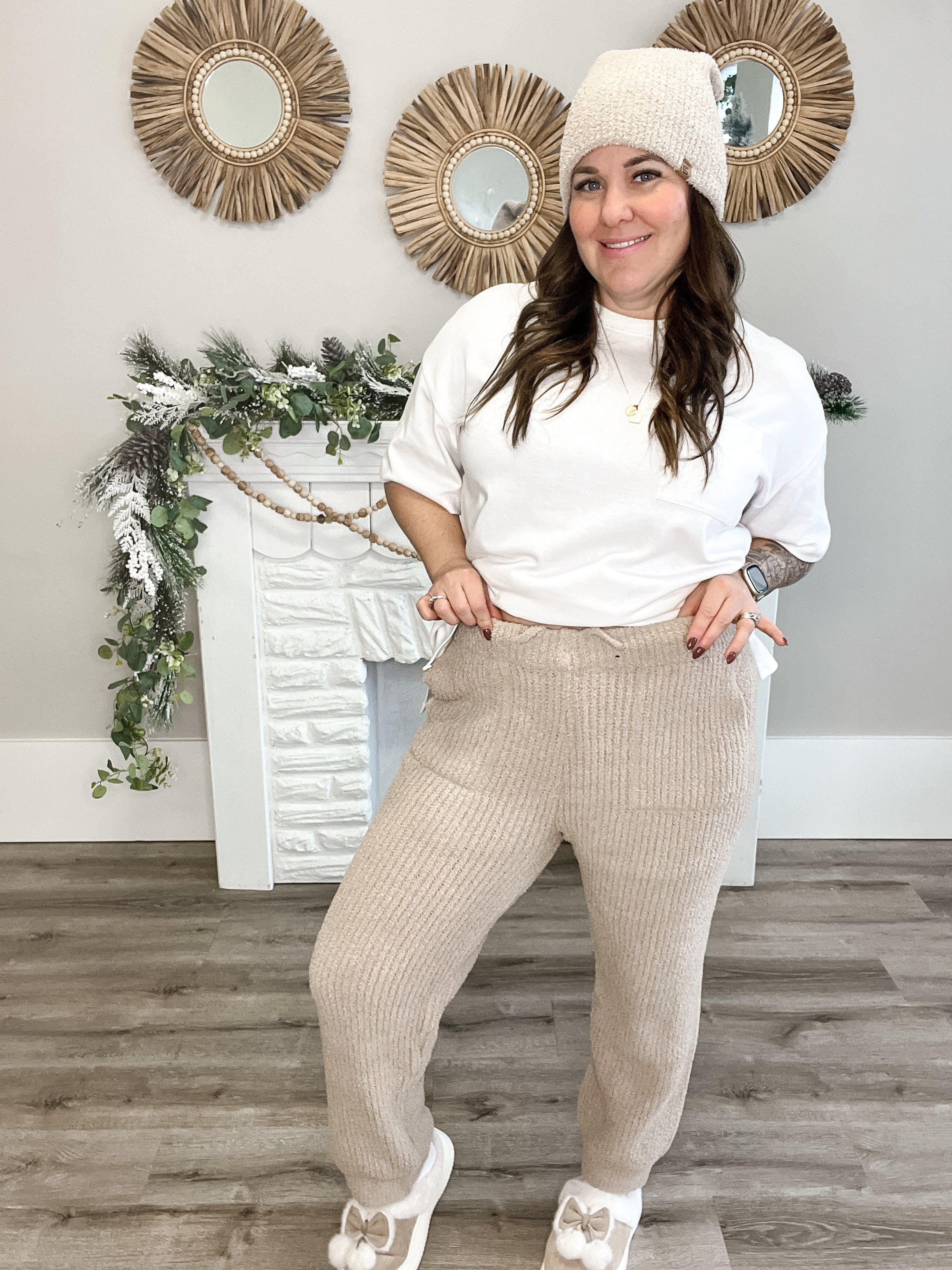 Pants with Drawstring - Taupe-Pants- Hometown Style HTS, women's in store and online boutique located in Ingersoll, Ontario