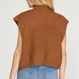 Sleeveless Mock Neck Sweater Top - Caramel-Tops- Hometown Style HTS, women's in store and online boutique located in Ingersoll, Ontario