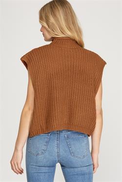 Sleeveless Mock Neck Sweater Top - Caramel-Tops- Hometown Style HTS, women's in store and online boutique located in Ingersoll, Ontario