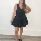 Mixed Media Knit Mini Dress - Black-dress- Hometown Style HTS, women's in store and online boutique located in Ingersoll, Ontario