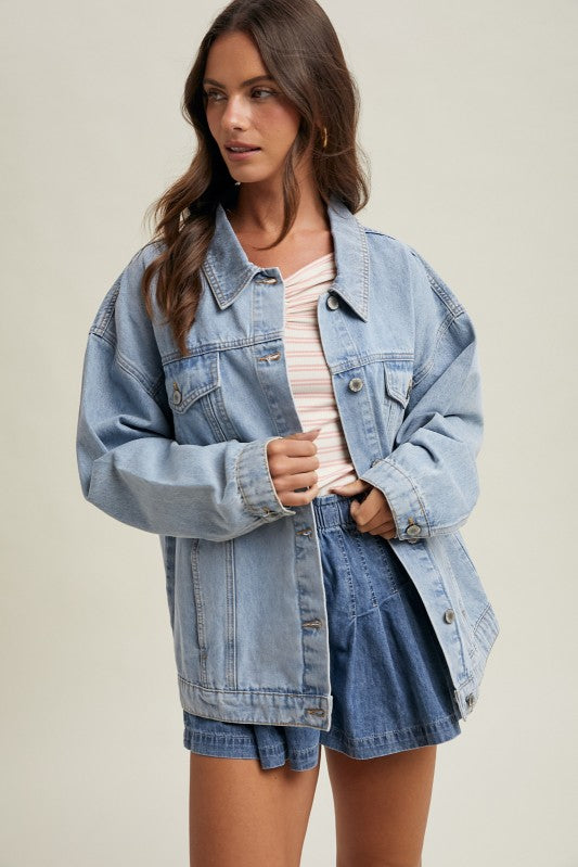 Denim Jacket-Coat & Jackets- Hometown Style HTS, women's in store and online boutique located in Ingersoll, Ontario