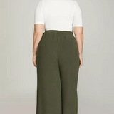 Wide Leg Knit Crop Pants - Olive - EX-Pants- Hometown Style HTS, women's in store and online boutique located in Ingersoll, Ontario