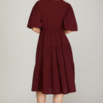 Balloon Sleeve Dress - Wine-Special Occasion Dress- Hometown Style HTS, women's in store and online boutique located in Ingersoll, Ontario