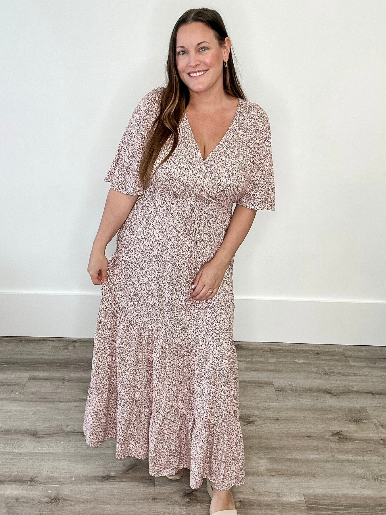 Floral Surplice Maxi Dress - Ivory-dresses- Hometown Style HTS, women's in store and online boutique located in Ingersoll, Ontario