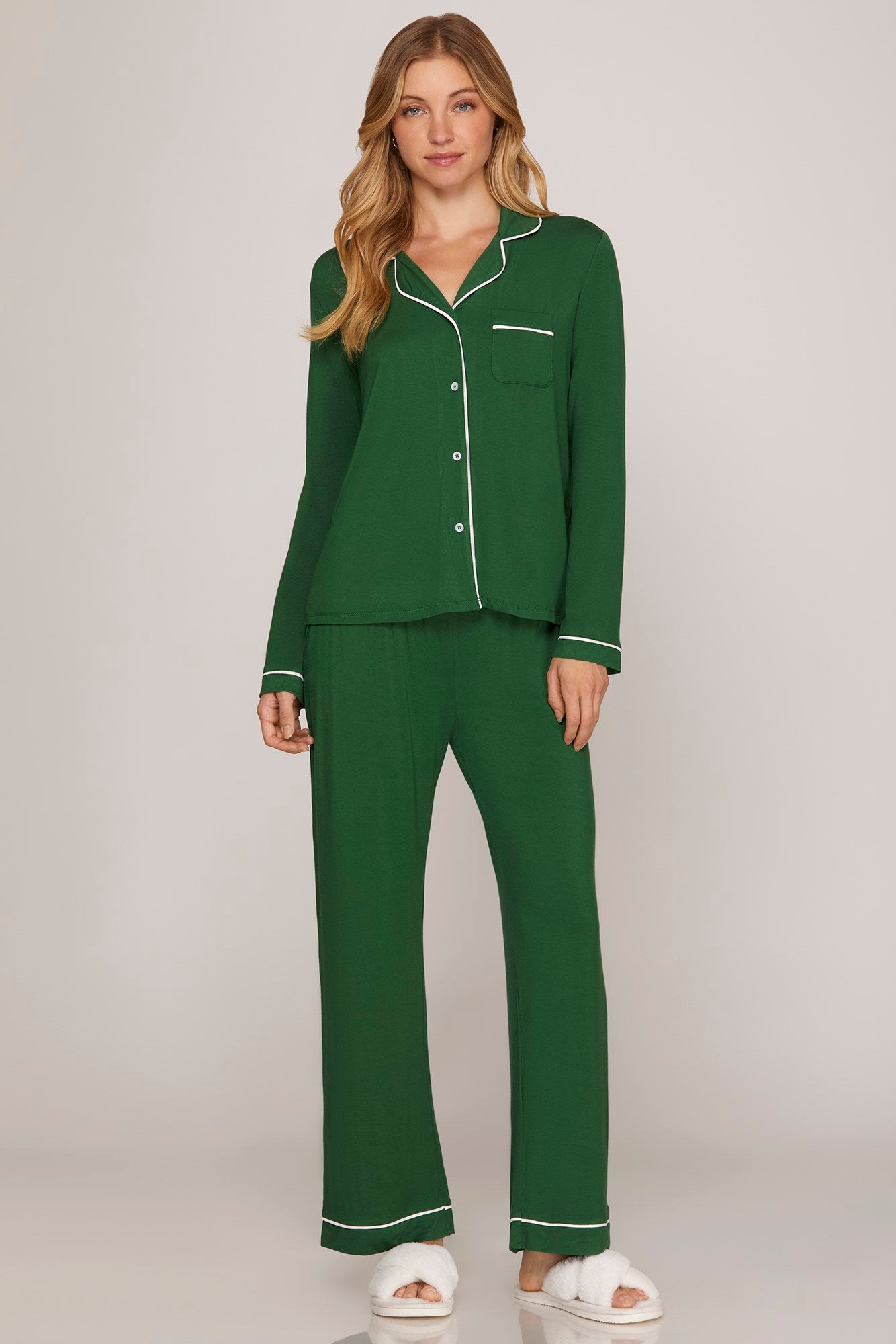 Long Sleeve PJ's - Green-gift- Hometown Style HTS, women's in store and online boutique located in Ingersoll, Ontario