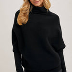 Slouch Neck, Dolman Sleeve Sweater - Black-Sweater- Hometown Style HTS, women's in store and online boutique located in Ingersoll, Ontario