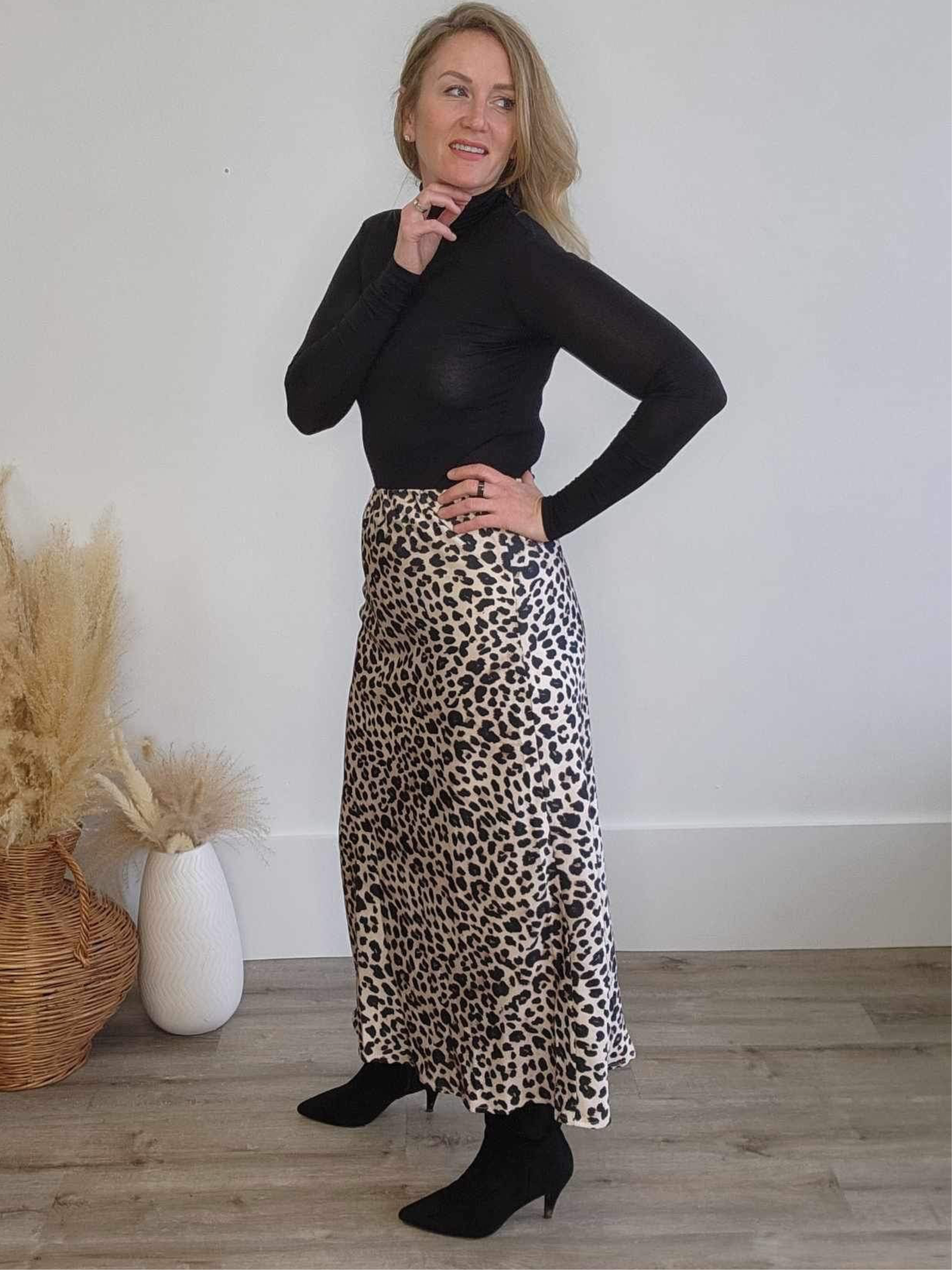 Satin-Like Maxi Skirt - Leopard-Skirt- Hometown Style HTS, women's in store and online boutique located in Ingersoll, Ontario