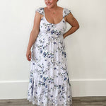 Floral Textured Open Back Tie Maxi Dress-Dress- Hometown Style HTS, women's in store and online boutique located in Ingersoll, Ontario