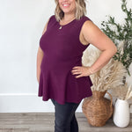 Sleeveless Peplum Sweater Top - Purple-tops- Hometown Style HTS, women's in store and online boutique located in Ingersoll, Ontario