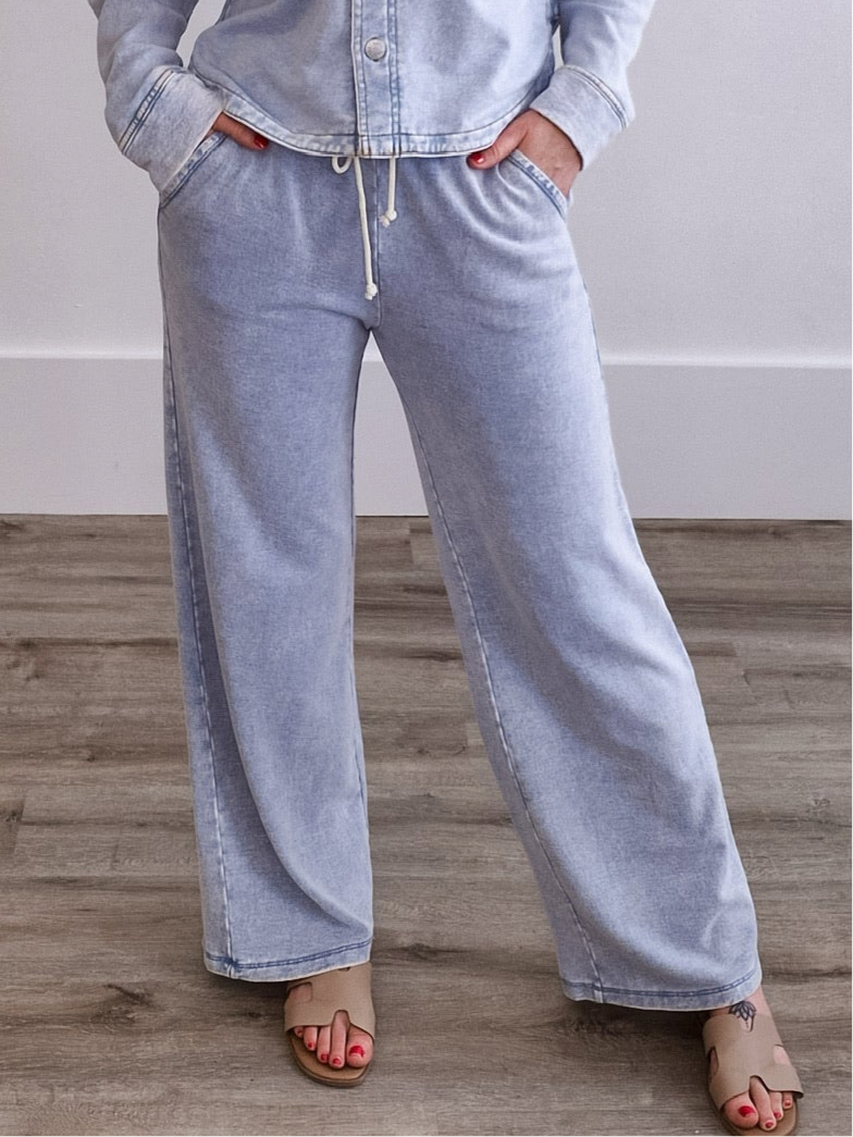 Hunter Knit Denim Washed Pant-comfy pants- Hometown Style HTS, women's in store and online boutique located in Ingersoll, Ontario