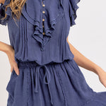 Casual Cotton Romper - Ink-Jumpsuits & Rompers- Hometown Style HTS, women's in store and online boutique located in Ingersoll, Ontario