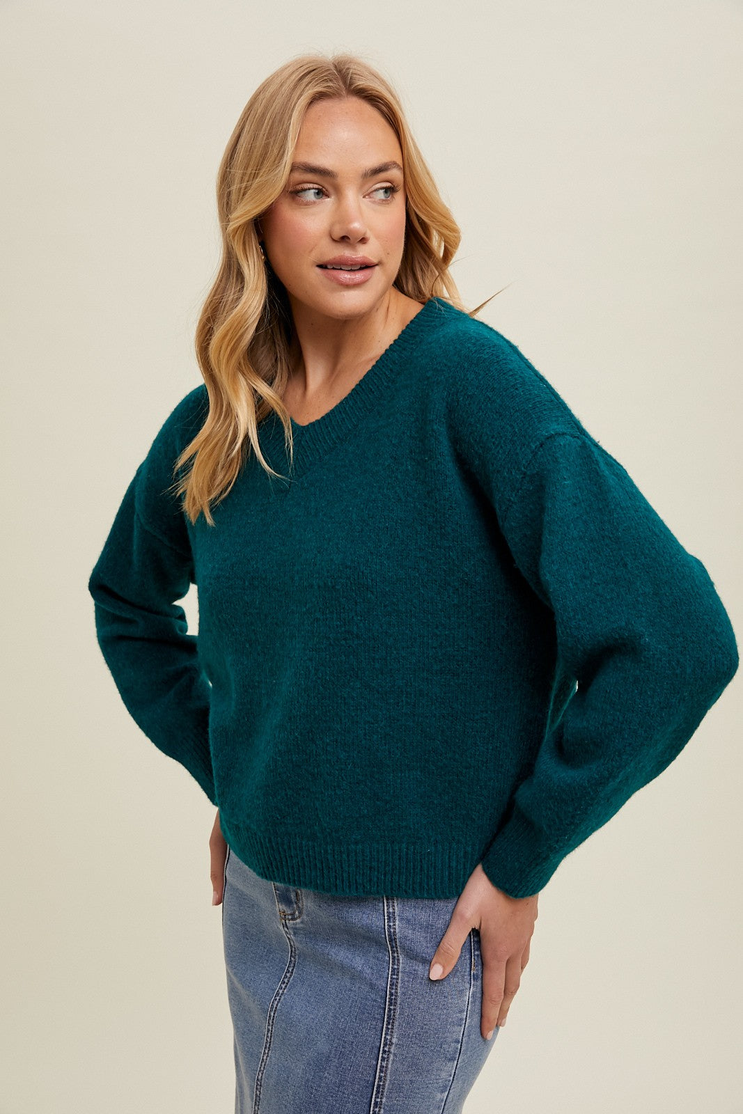 Brushed Relaxed Crop Sweater - Forest-sweater- Hometown Style HTS, women's in store and online boutique located in Ingersoll, Ontario