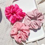 Pink Satin Scrunchies (Set of 3): Pinks-hair accessories- Hometown Style HTS, women's in store and online boutique located in Ingersoll, Ontario