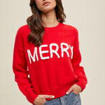 Merry Fluffy Patch Sweater - Red-sweater- Hometown Style HTS, women's in store and online boutique located in Ingersoll, Ontario