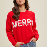 Merry Fluffy Patch Sweater - Red-sweater- Hometown Style HTS, women's in store and online boutique located in Ingersoll, Ontario