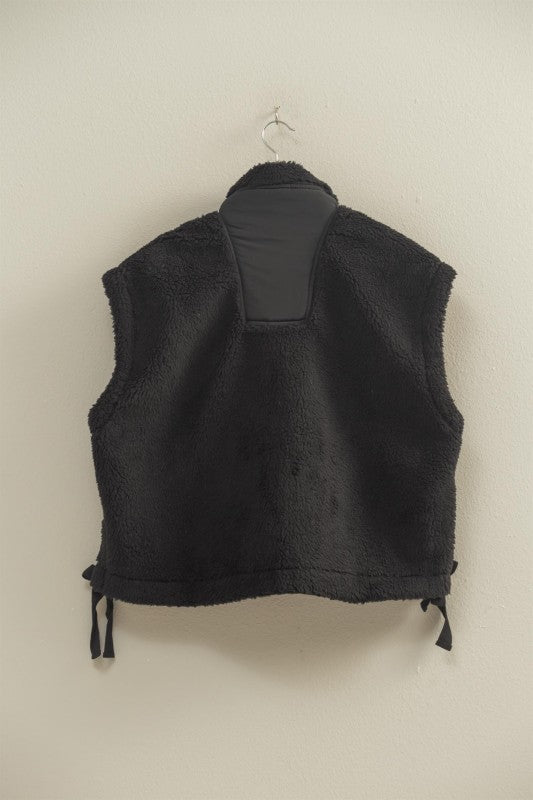 Cozy Sherpa Vest - Black-vest- Hometown Style HTS, women's in store and online boutique located in Ingersoll, Ontario