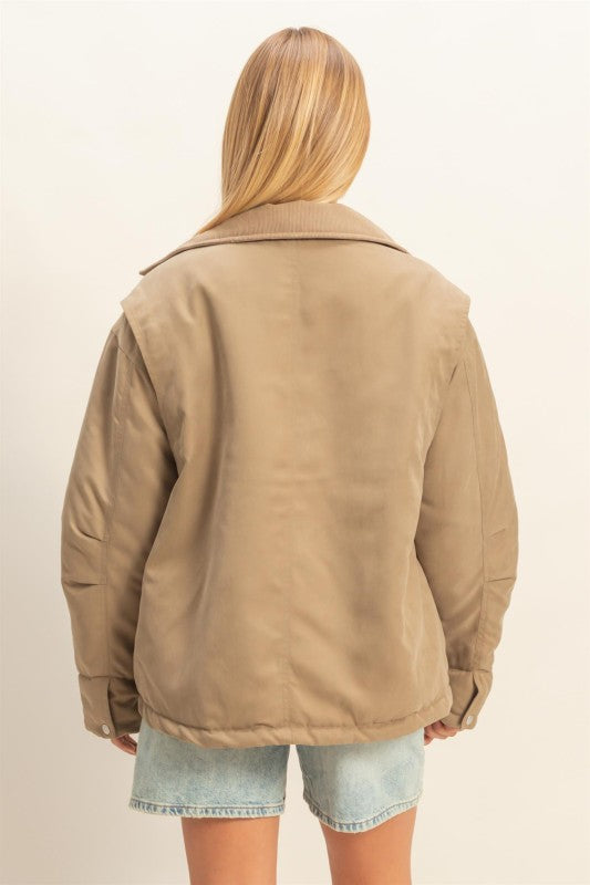 Puffer Barn Jacket - Olive-Coat & Jackets- Hometown Style HTS, women's in store and online boutique located in Ingersoll, Ontario