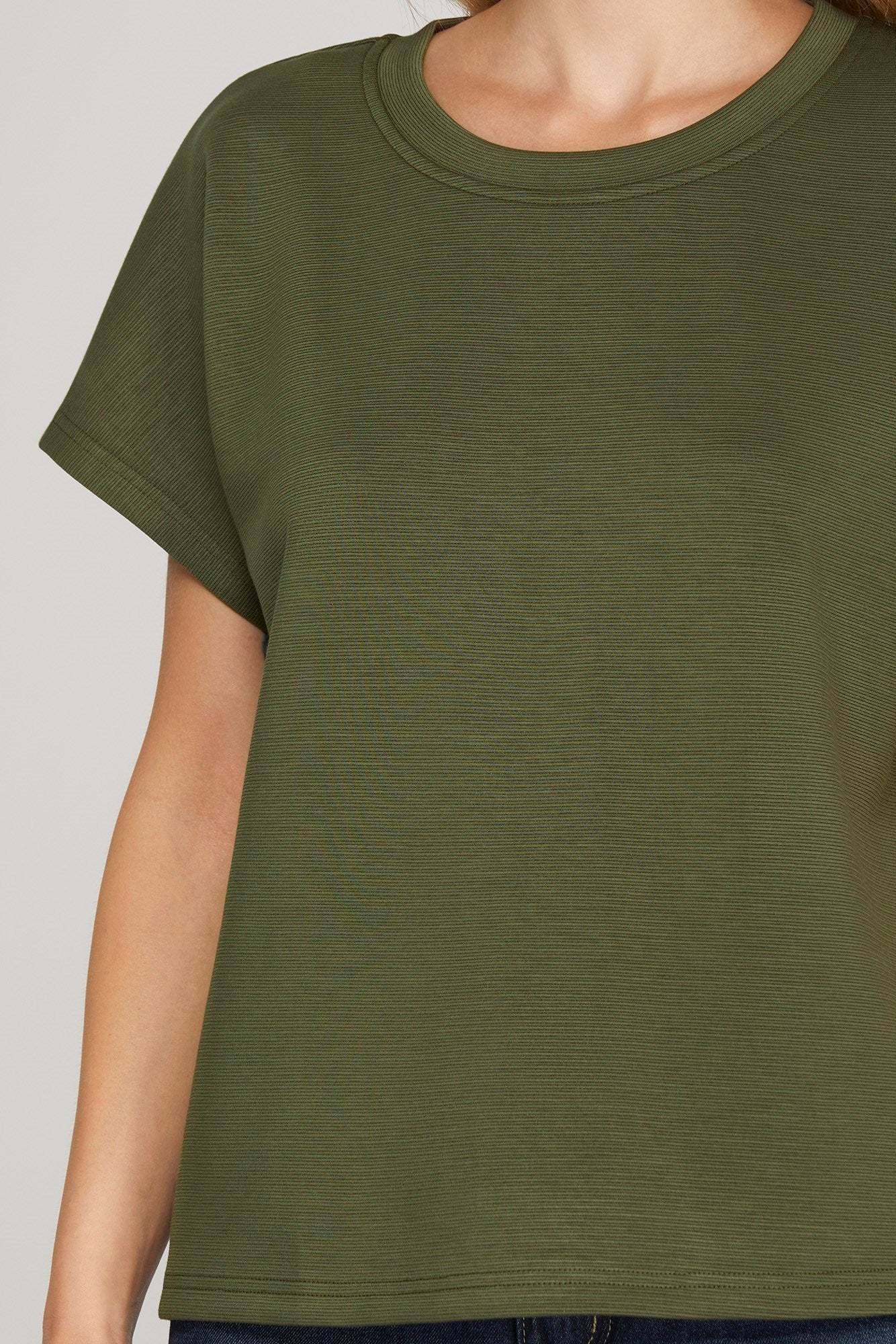 Drop Short Sleeve Top - Olive-Casual Tops- Hometown Style HTS, women's in store and online boutique located in Ingersoll, Ontario