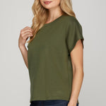 Drop Short Sleeve Top - Olive-Casual Tops- Hometown Style HTS, women's in store and online boutique located in Ingersoll, Ontario