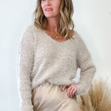 Cropped Mohair Sweater - Sand-sweater- Hometown Style HTS, women's in store and online boutique located in Ingersoll, Ontario