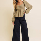 Babydoll Blouse - Olive-blouse- Hometown Style HTS, women's in store and online boutique located in Ingersoll, Ontario