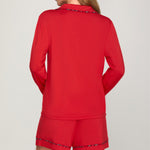 Shorts & Long Sleeve Pj Set - Red-gift- Hometown Style HTS, women's in store and online boutique located in Ingersoll, Ontario