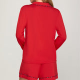 Shorts & Long Sleeve Pj Set - Red-gift- Hometown Style HTS, women's in store and online boutique located in Ingersoll, Ontario