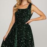 Sequin Holiday Dress - Emerald-Special Occasion Dress- Hometown Style HTS, women's in store and online boutique located in Ingersoll, Ontario