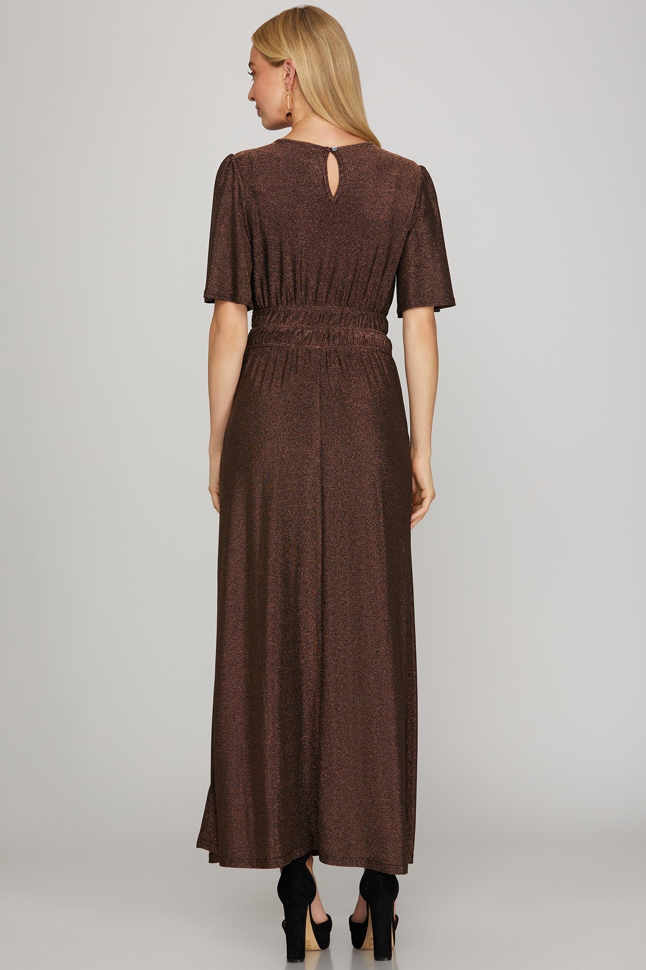 Metallic Maxi Dress-Special Occasion Dress- Hometown Style HTS, women's in store and online boutique located in Ingersoll, Ontario