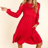 Fit and Flare Knit Dress - Red-Dress- Hometown Style HTS, women's in store and online boutique located in Ingersoll, Ontario