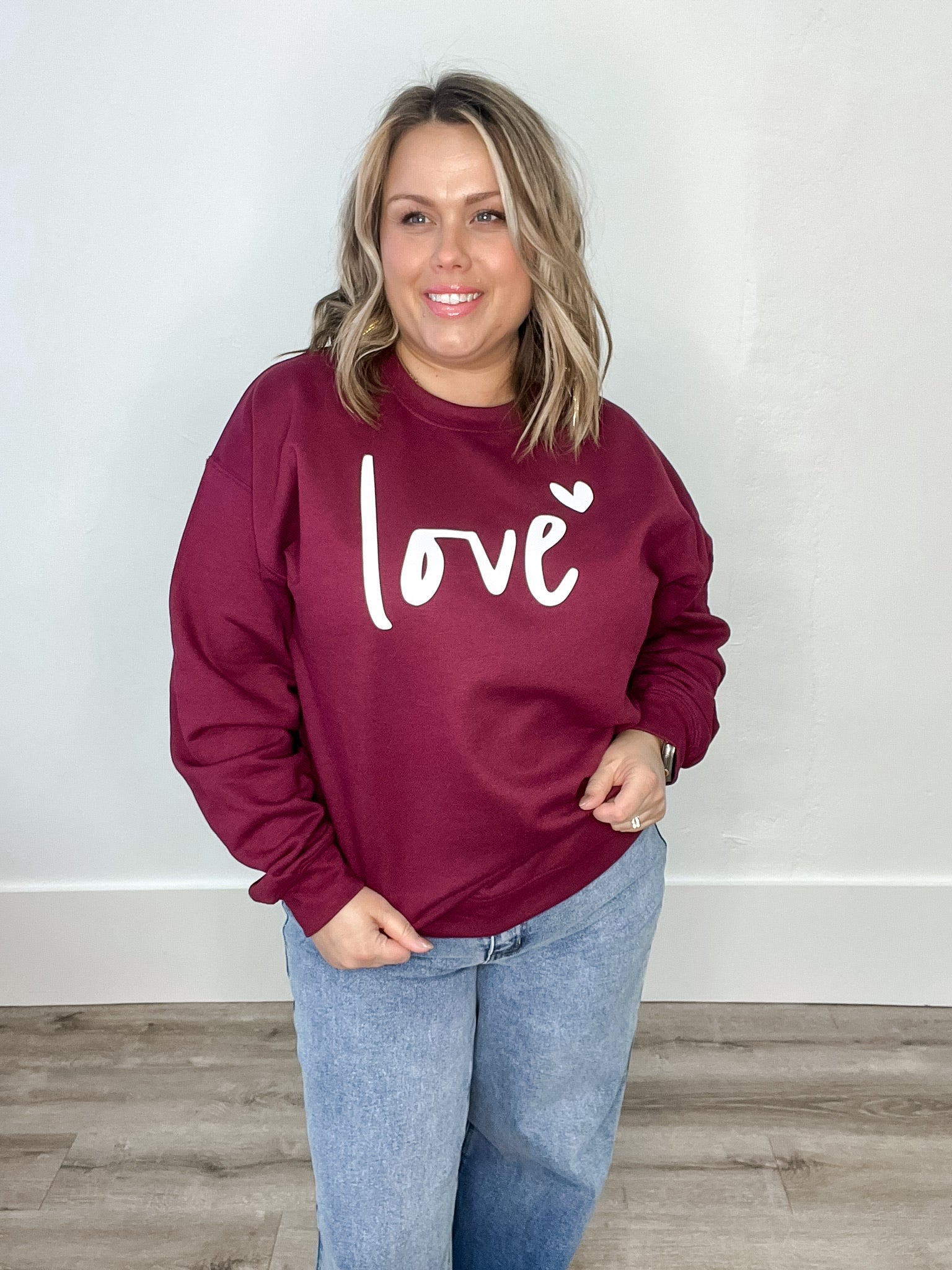 Love Sweatshirt-Casual Tops- Hometown Style HTS, women's in store and online boutique located in Ingersoll, Ontario