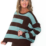 Striped Sweater & Knit Pencil Skirt - Mocha-set- Hometown Style HTS, women's in store and online boutique located in Ingersoll, Ontario